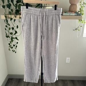 Ann Taylor Factory Women Linen Blend Ankle Pants M Gray Casual Comfy
